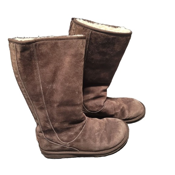 UGG Women's Brown Leather Knightsbridge Boots Size 10 #5119 - Picture 3 of 9